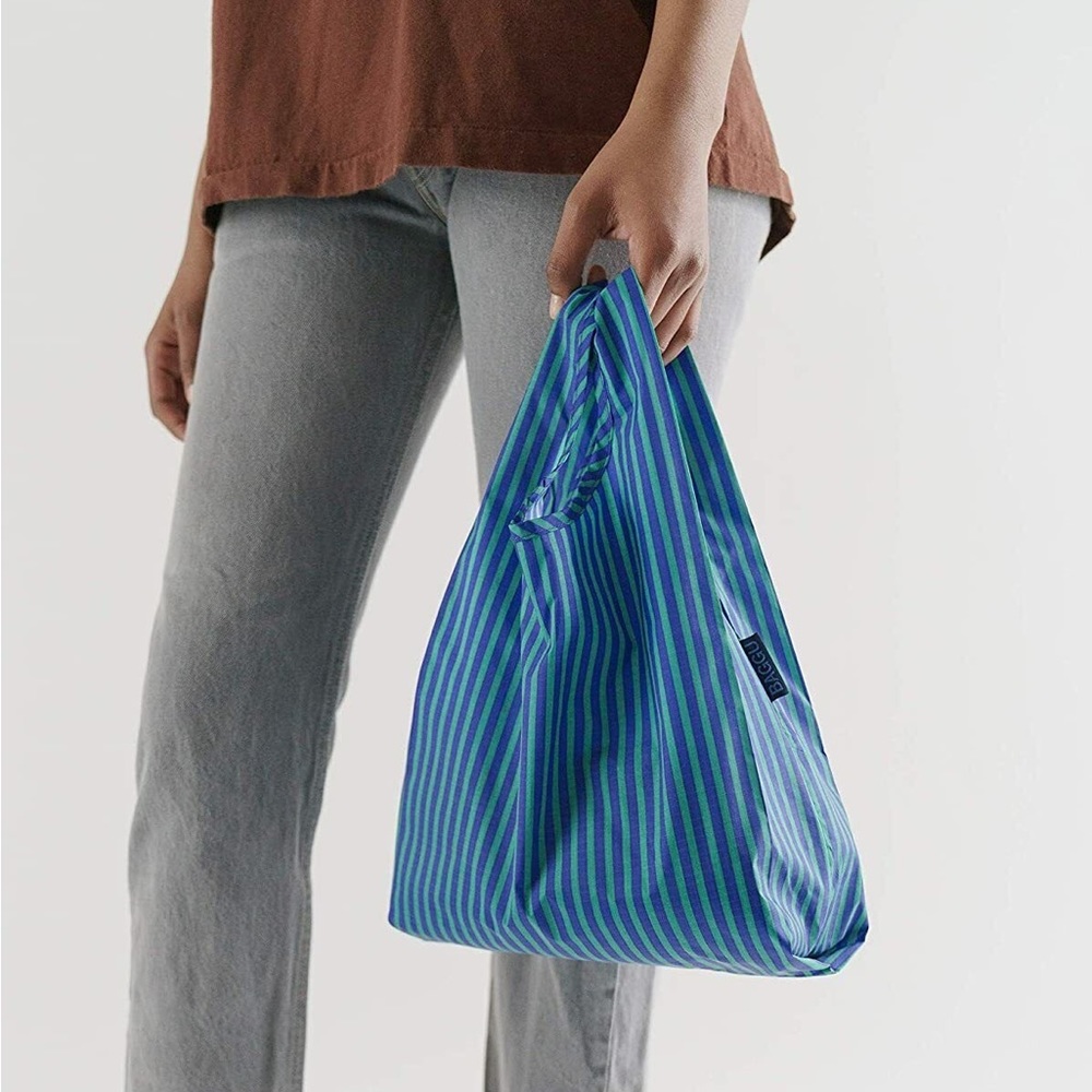 Baby Baggu in Jade/Cobalt stripe